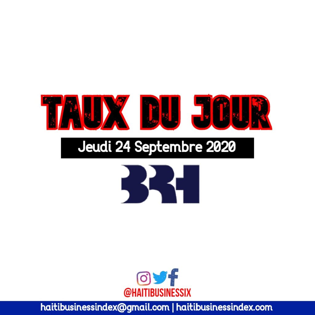 Taux de référence brh au 24 Septembre 2020 - taux de change - taux du jour